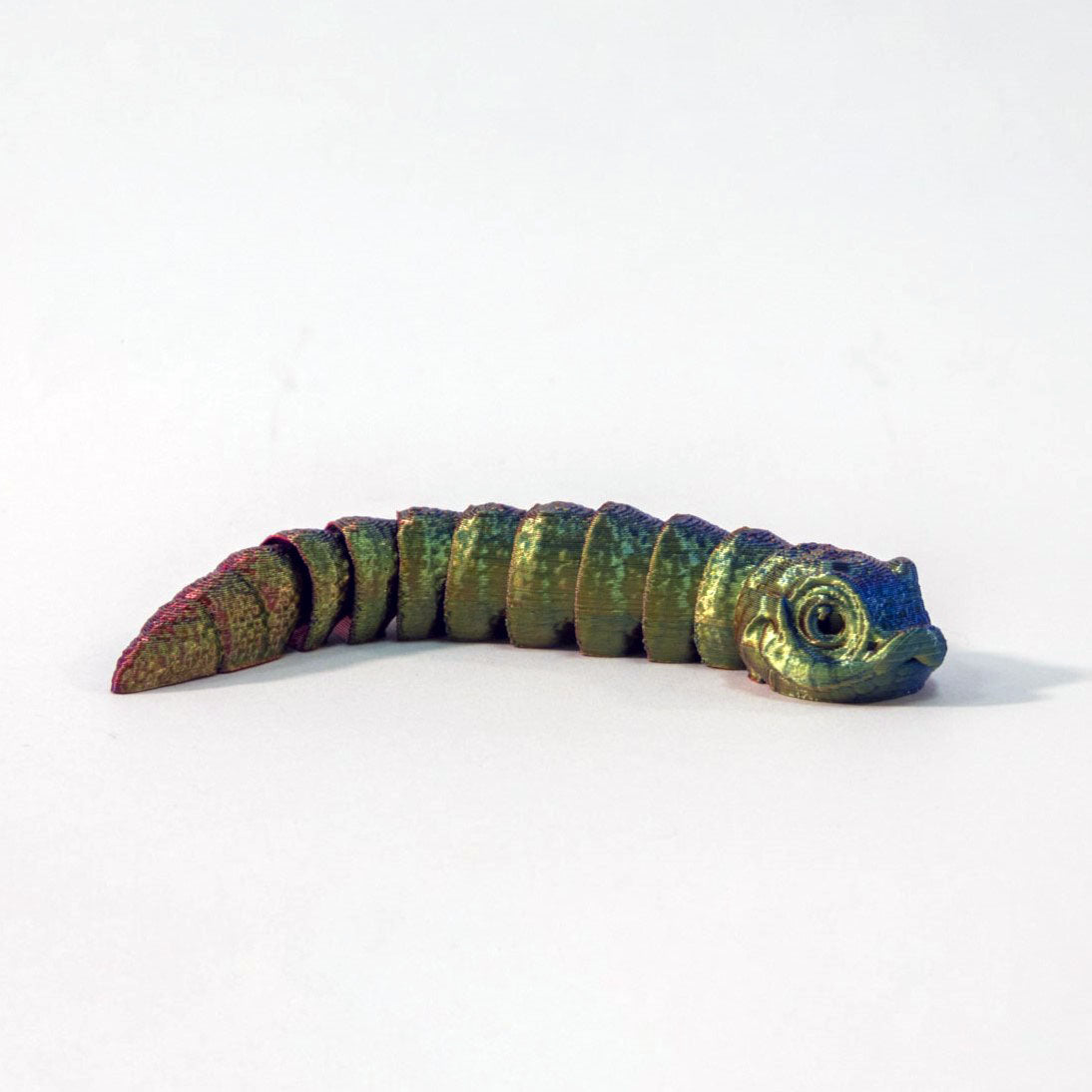 Segmented hognose snake fidget toy in metallic colours.