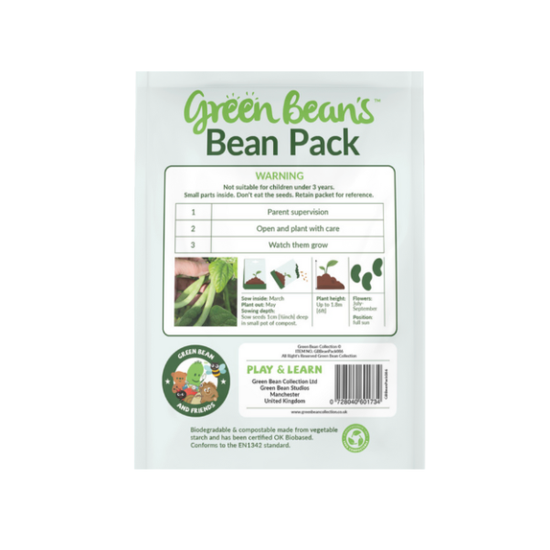 Reverse of a pack of beans featuring instructions of how to plant