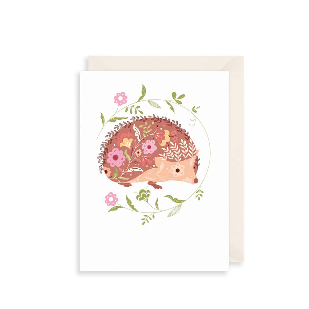 Floral Hedgehog Greetings Card