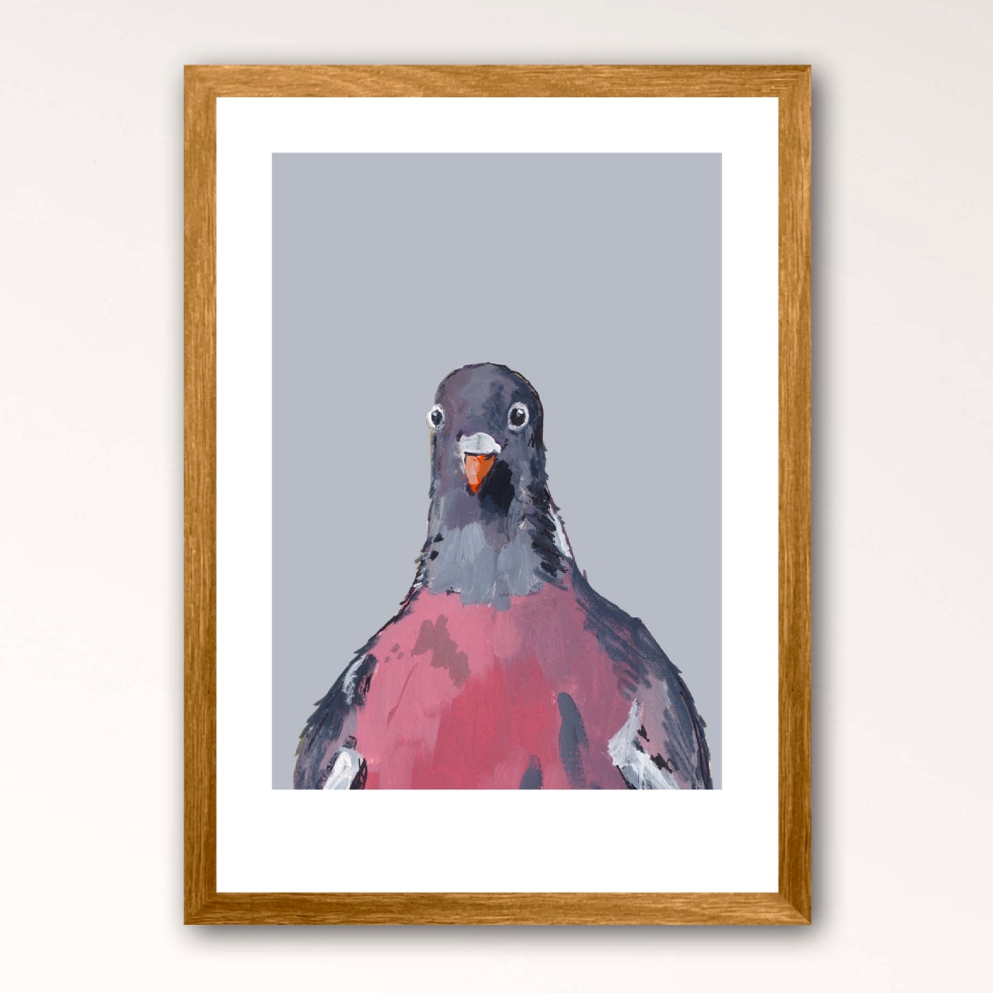 Print illustration shown on a wall with a wooden frame.