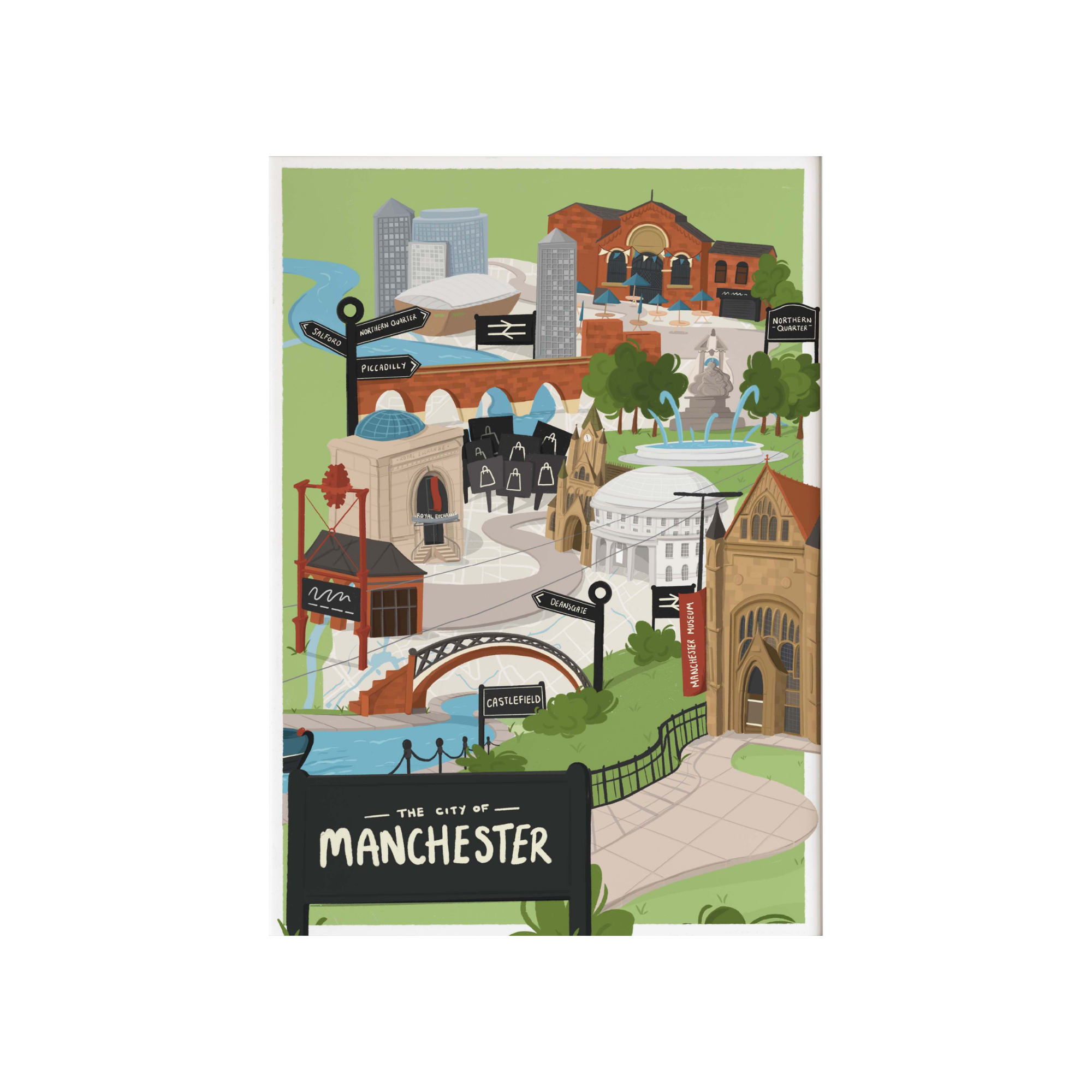 Manchester Tea Towel - Naomi Illustration