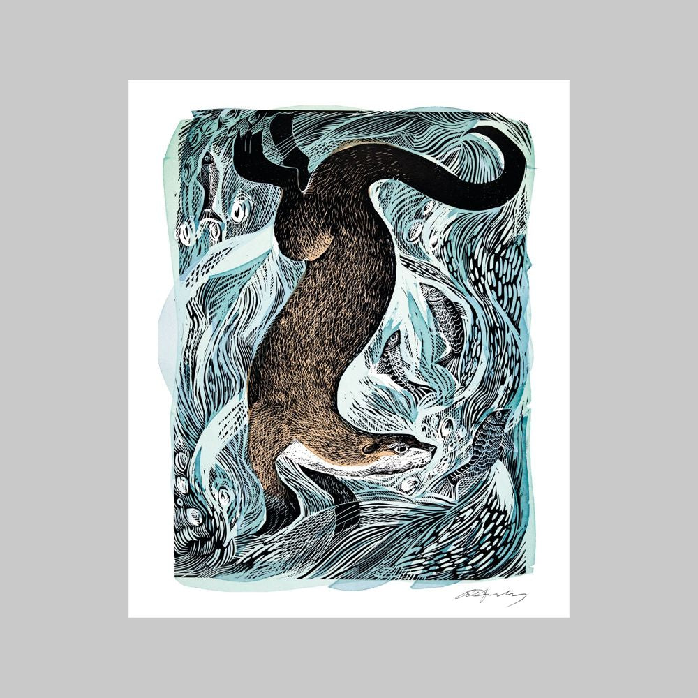 Fishing Otter Greetings Card