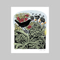 Blackbird and Artichoke Greetings Card