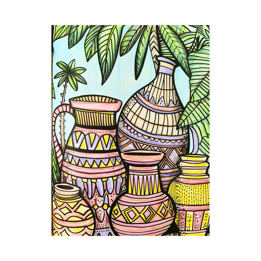 same foer this


The book cover displays a vibrant illustration of several intricately patterned pots or vases nestled amongst lush, stylised foliage.