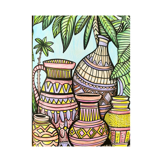 same foer this


The book cover displays a vibrant illustration of several intricately patterned pots or vases nestled amongst lush, stylised foliage.