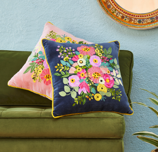 Jacinta Velvet Embroidered Cushion