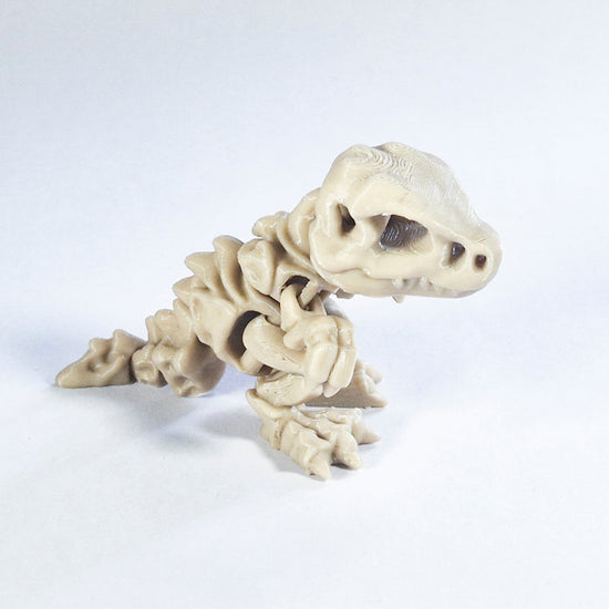 Segmented fossil T rex fidget toy on a white background.