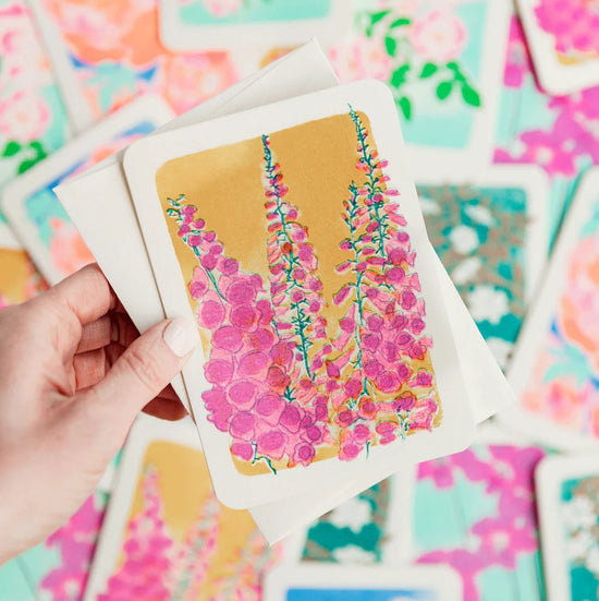 Foxglove Risograph Greetings Card