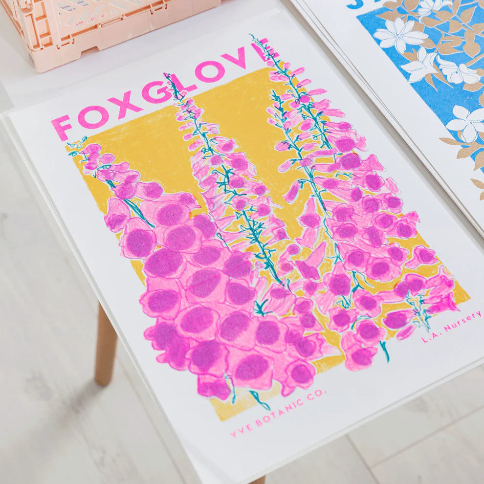 Foxglove Risograph Print A3 - Eve Print Studio