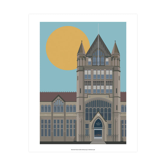 Digital illustration print of Manchester Museum.