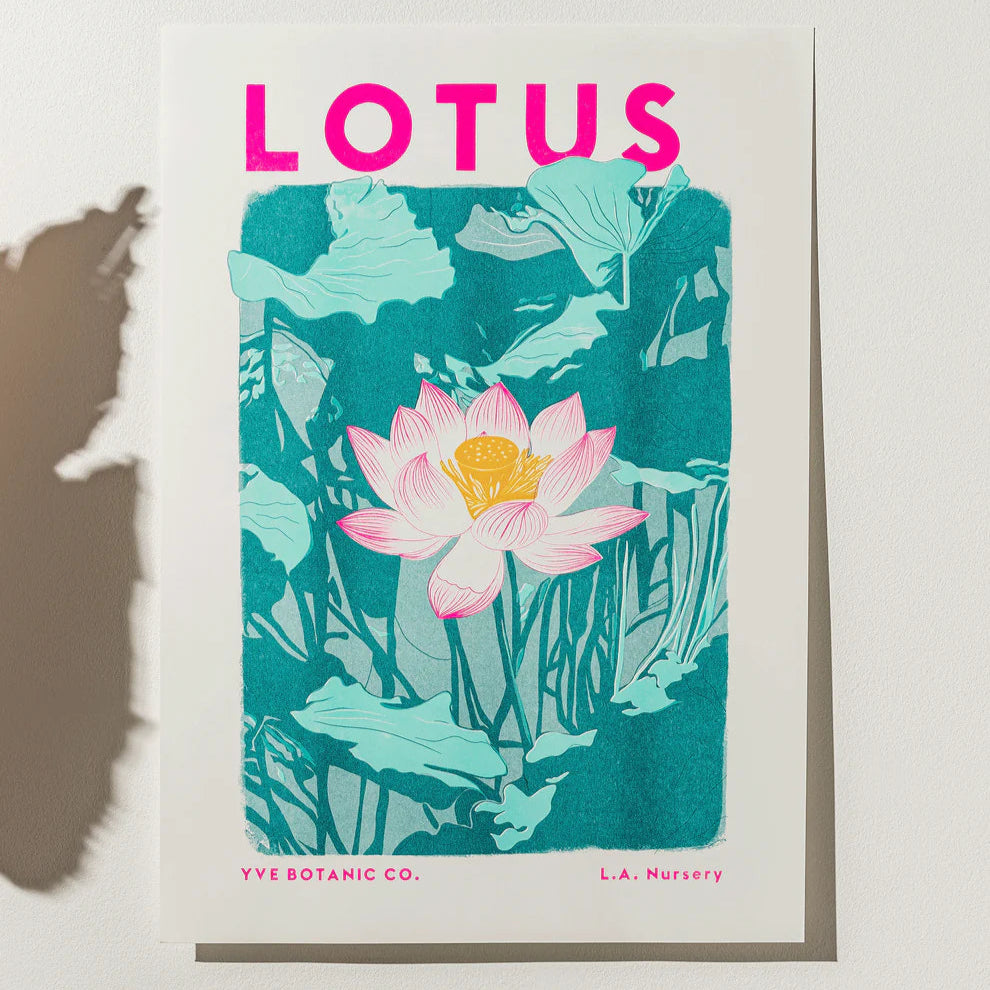 Lotus Risograph Print A3 - Eve Print Studio