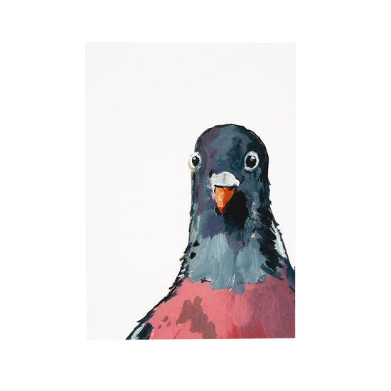 Card with an illustration of a pigeon.