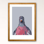 Print illustration shown on a wall with a wooden frame.