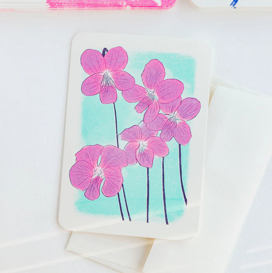 Wild Violet Risograph Greetings Card