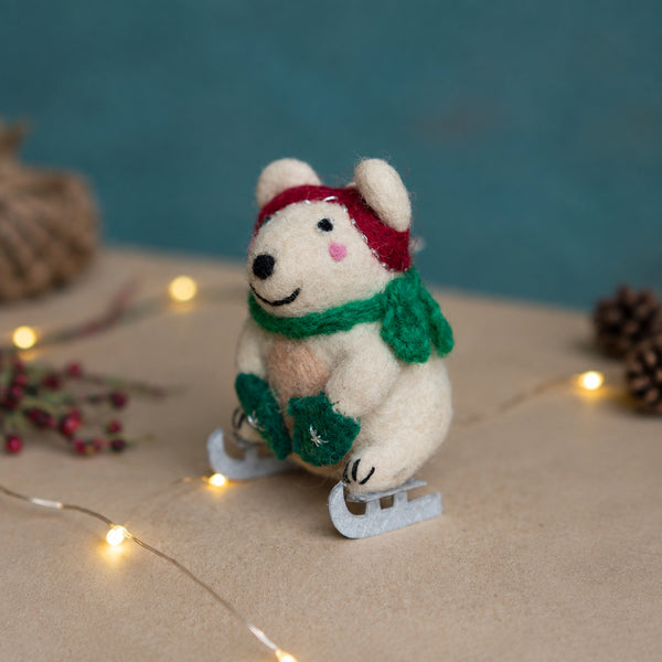 Polar Bear with Ice Skates Christmas tree decoration