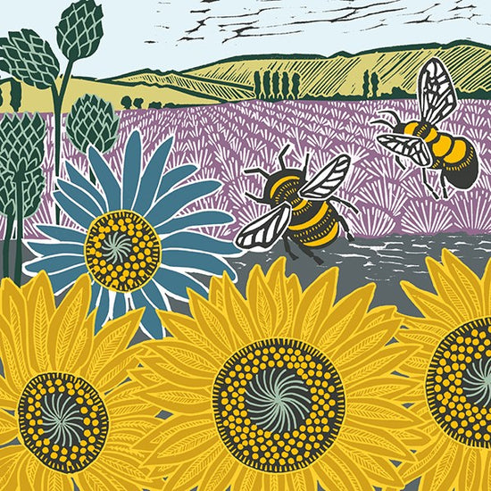 Sunflowers and Bees Greetings Card