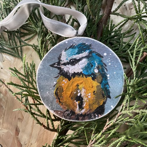 Blue Tit Wooden Decoration