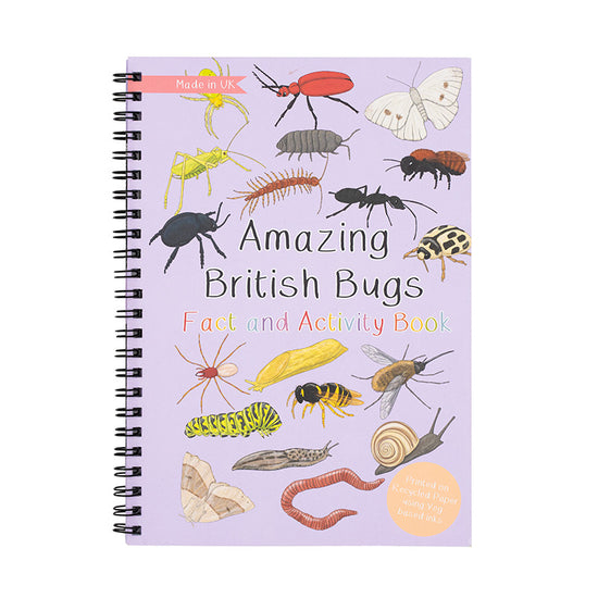 Ring bound activity book featuring illustrations of British bugs