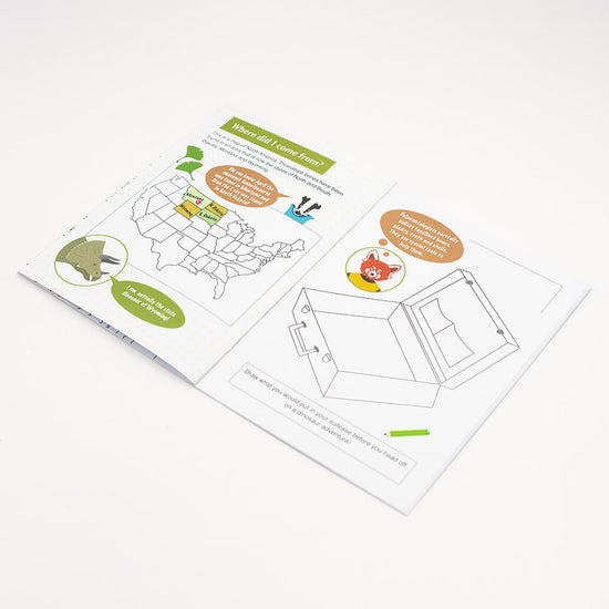 Educational book page with illustrations and text on a white background