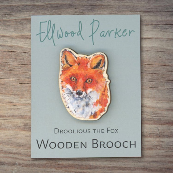 Fox Wooden Brooch