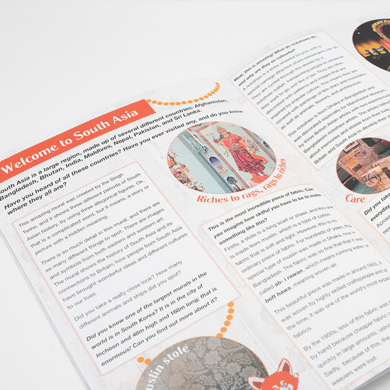 Inside of magazing featuring information of Manchester Museums South Asia Collection