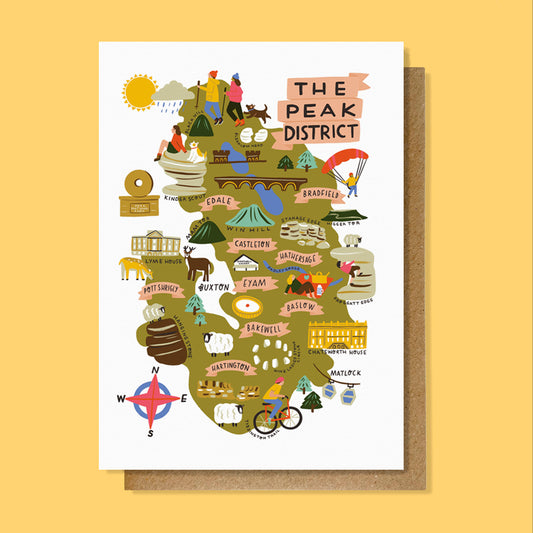 Peak District Map Greetings Card