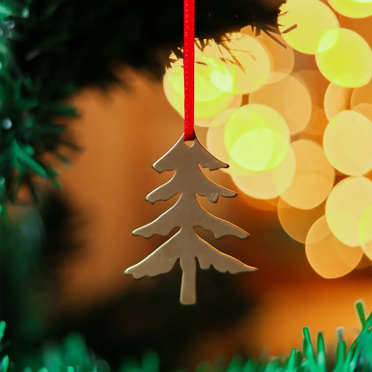 Brass Pine Tree Decoration