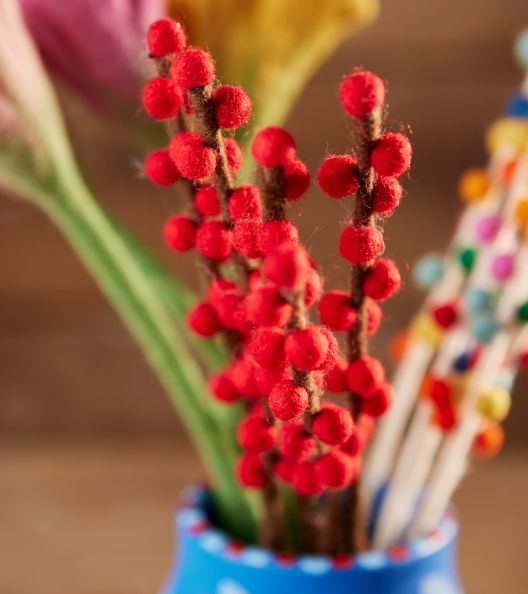Felt Red Berry Stems