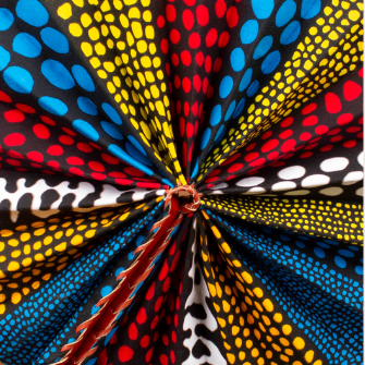 Yaw colourful fan pattern close up.