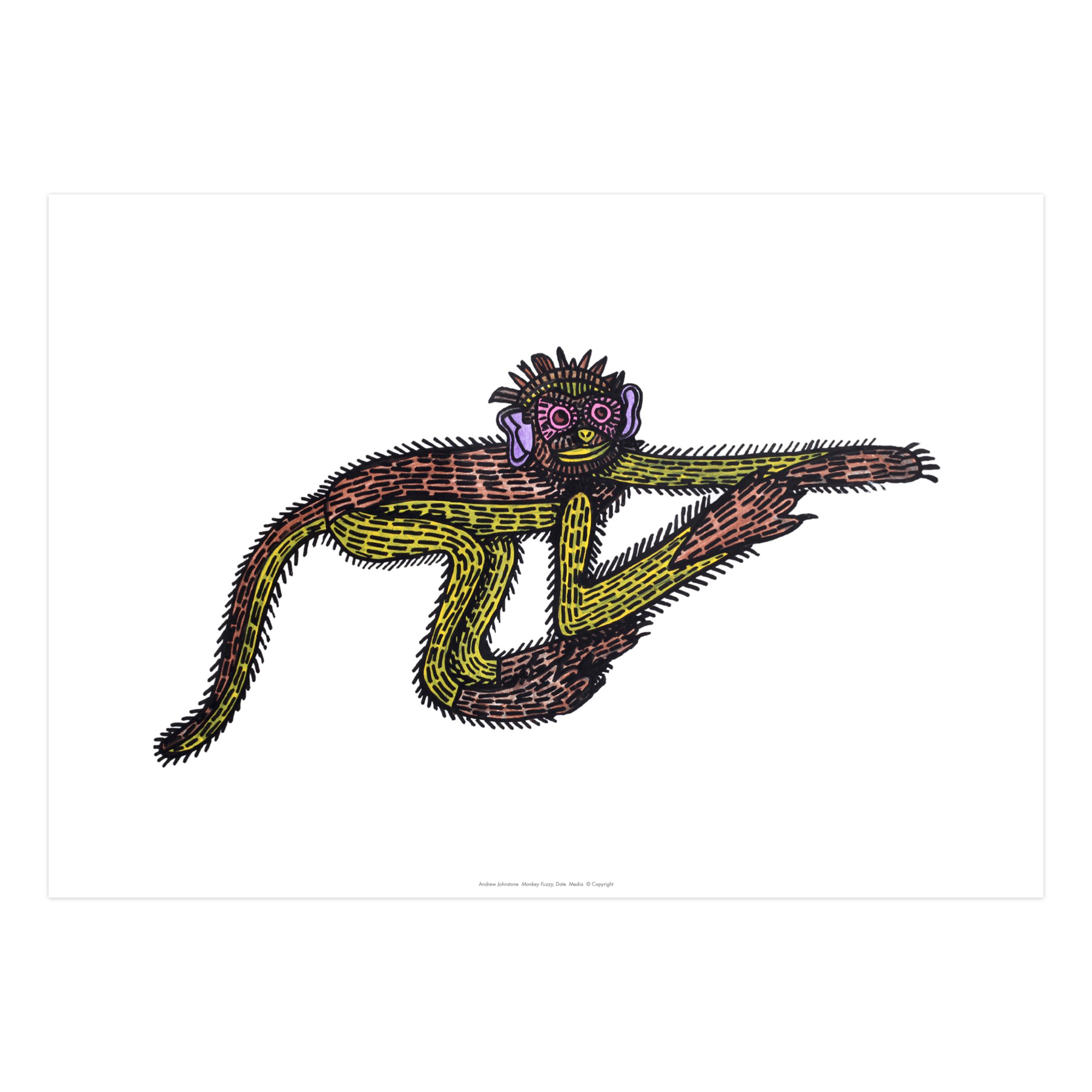 Limited edition artwork of a monkey by Andrew Johnstone