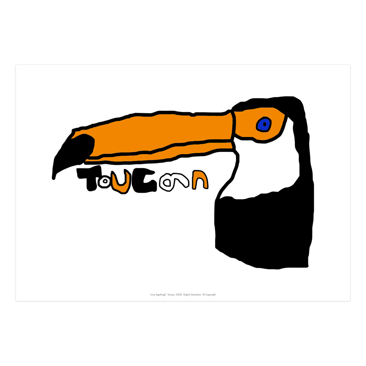 Limited edition artwork of  a toucan by Luca Agathogli