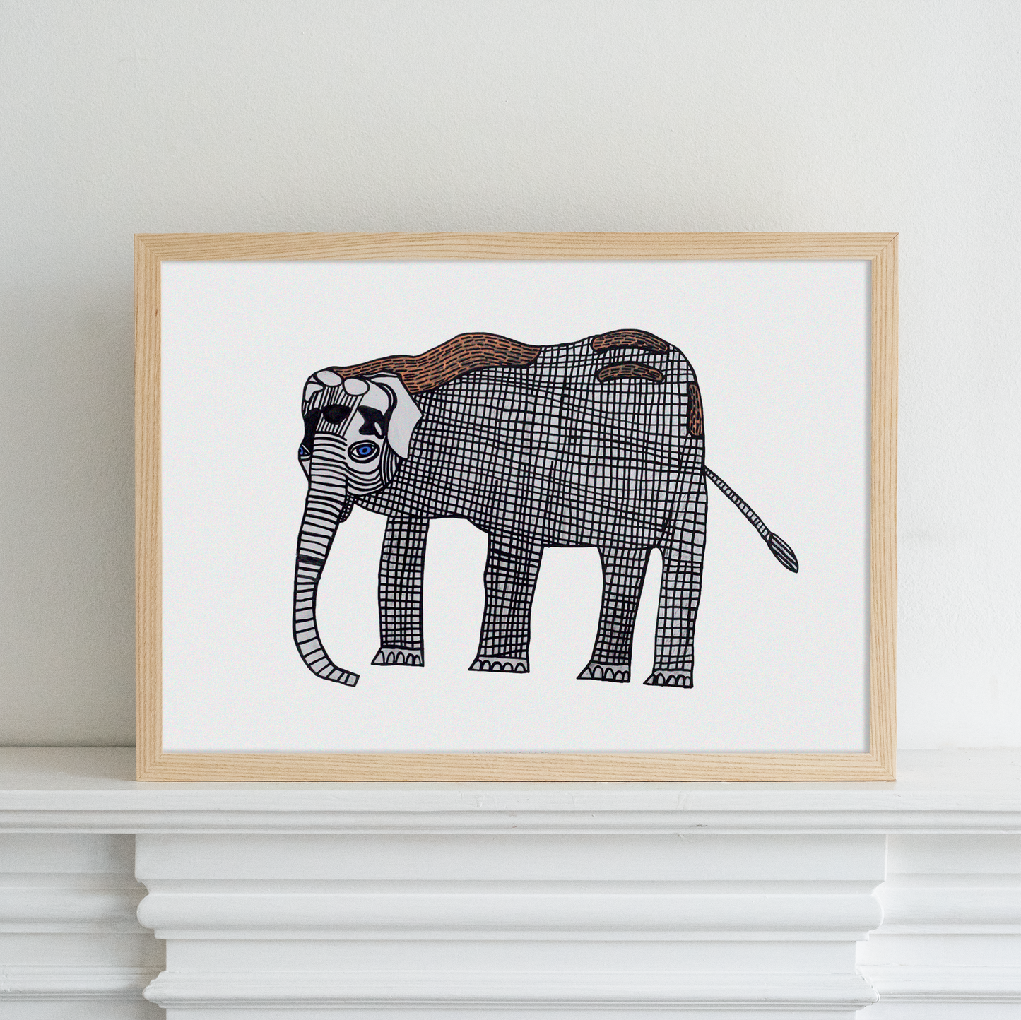 Framed Limited edition artwork of an elephant by Andrew Jonstone