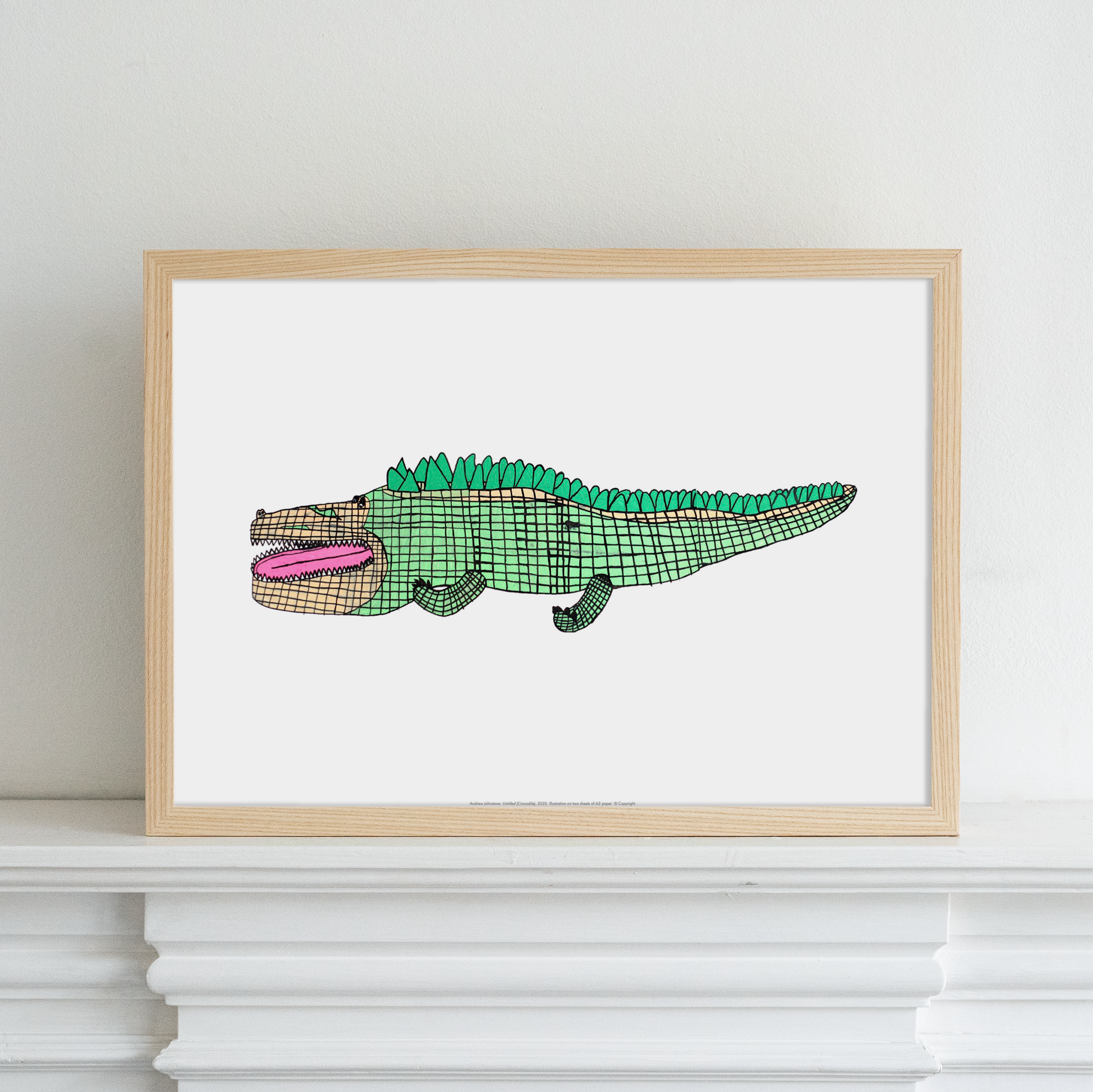 Framed reproduction of Andrew Johnston limited edition crocodile artwork