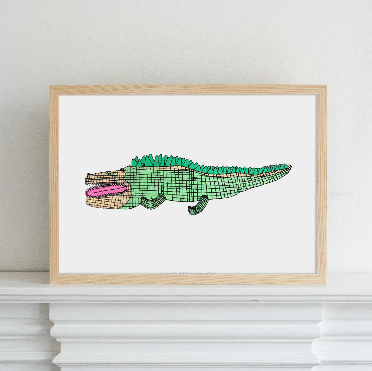 Framed reproduction of Andrew Johnston limited edition crocodile artwork