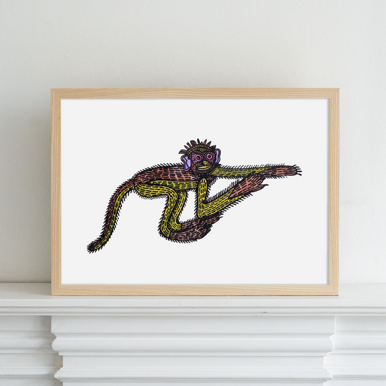 Load image into Gallery viewer, Framed limited edition artwork of a monkey by Andrew Johnstone
