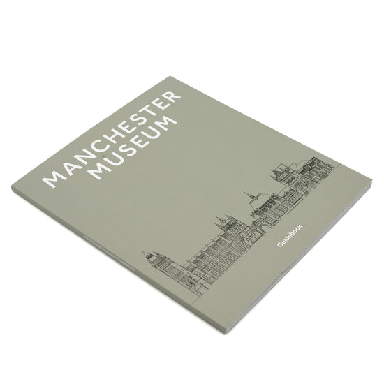 Sideview of the grey English version of the guidebook.