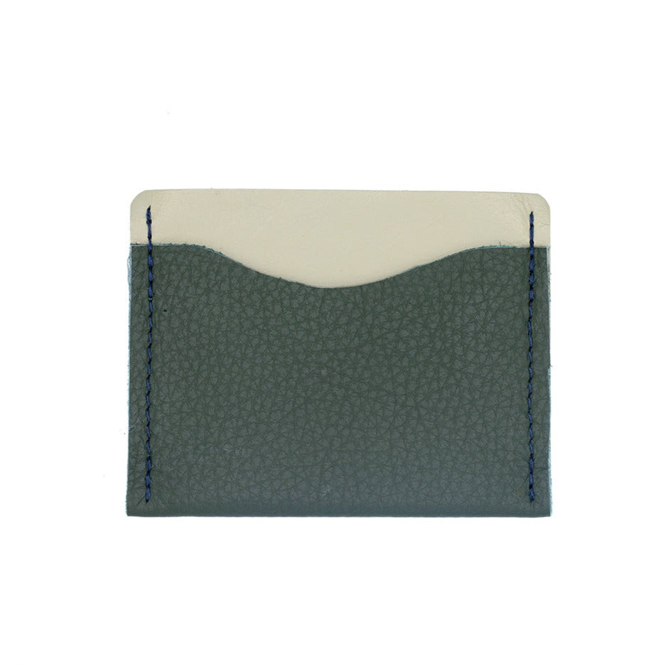 Image of a two tone green wallet against a white background