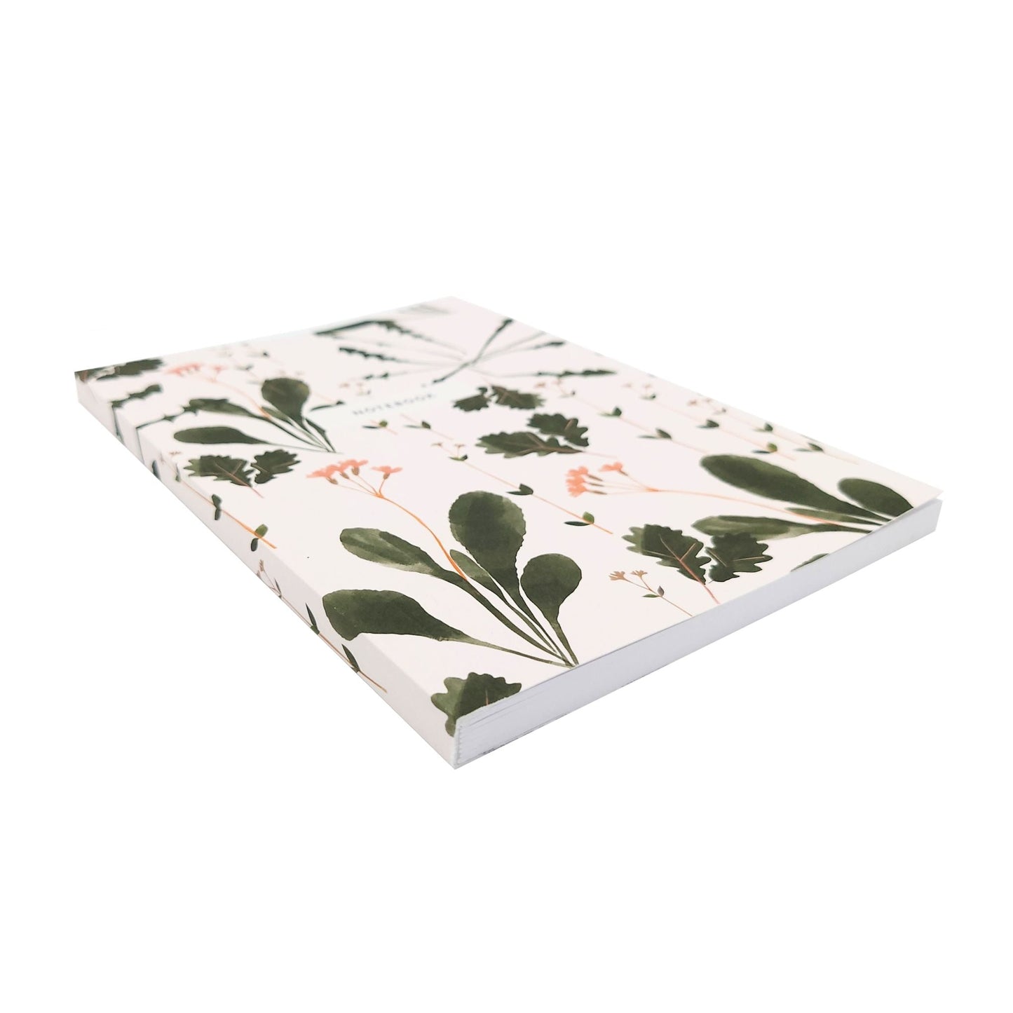 Wildflower print notebook seen at an angle.